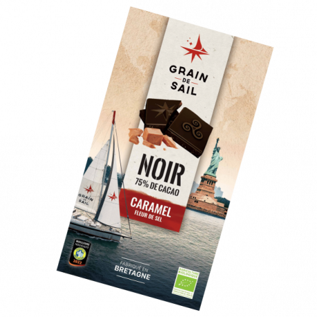 TABLETTE CHOCOLAT NOIR, CARAMEL ET FLEUR DE SEL 100G - GRAIN DE SAIL